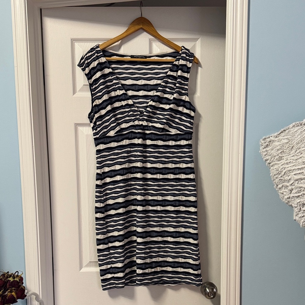 Striped Blue and White Sleeveless Dress